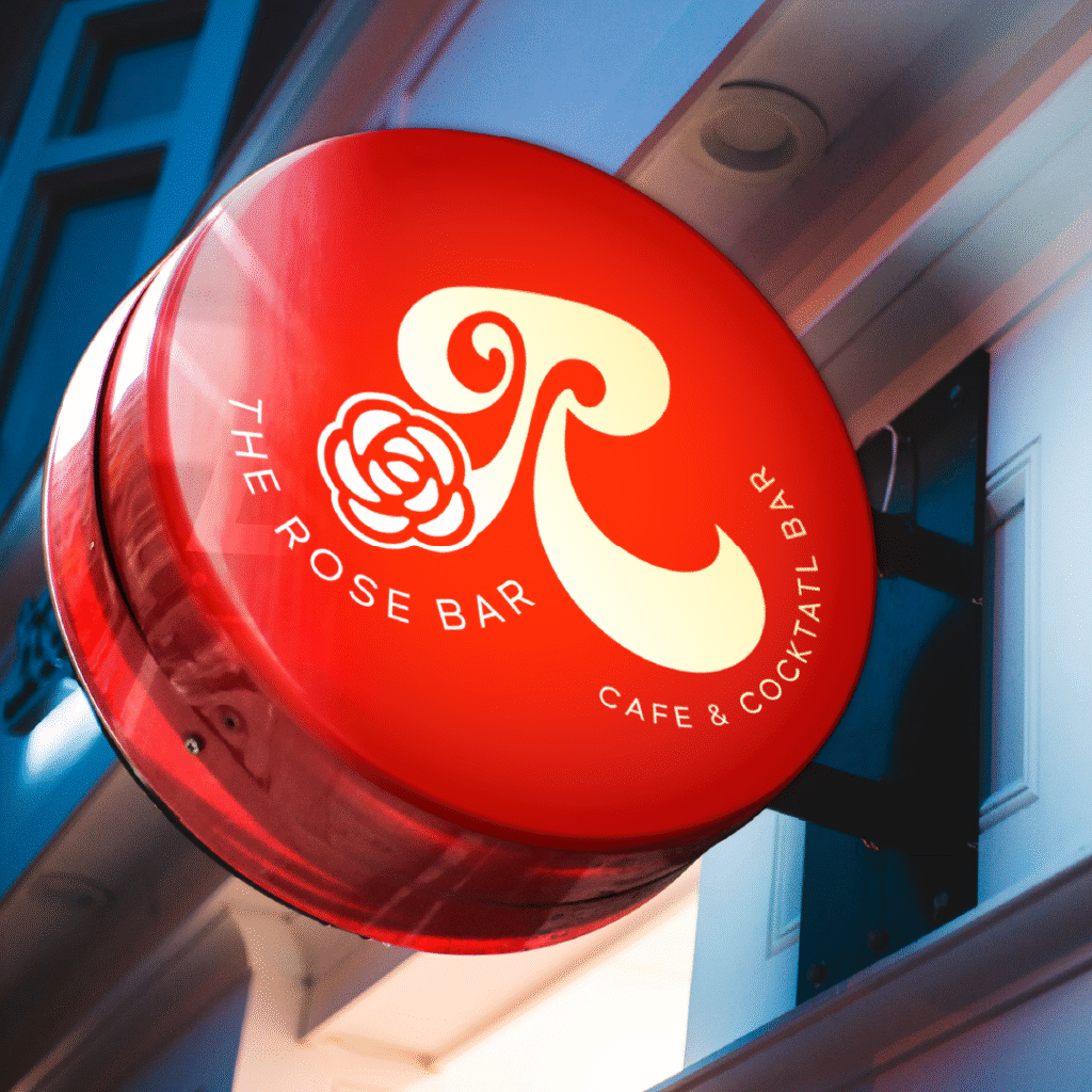 Rose Bar café and cocktail bar Signboard